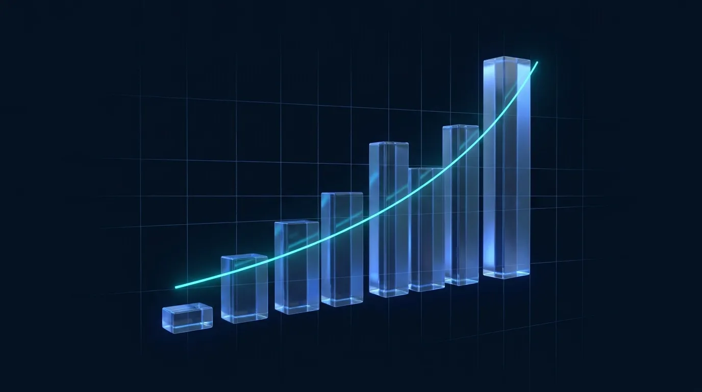 Rising translucent bar chart